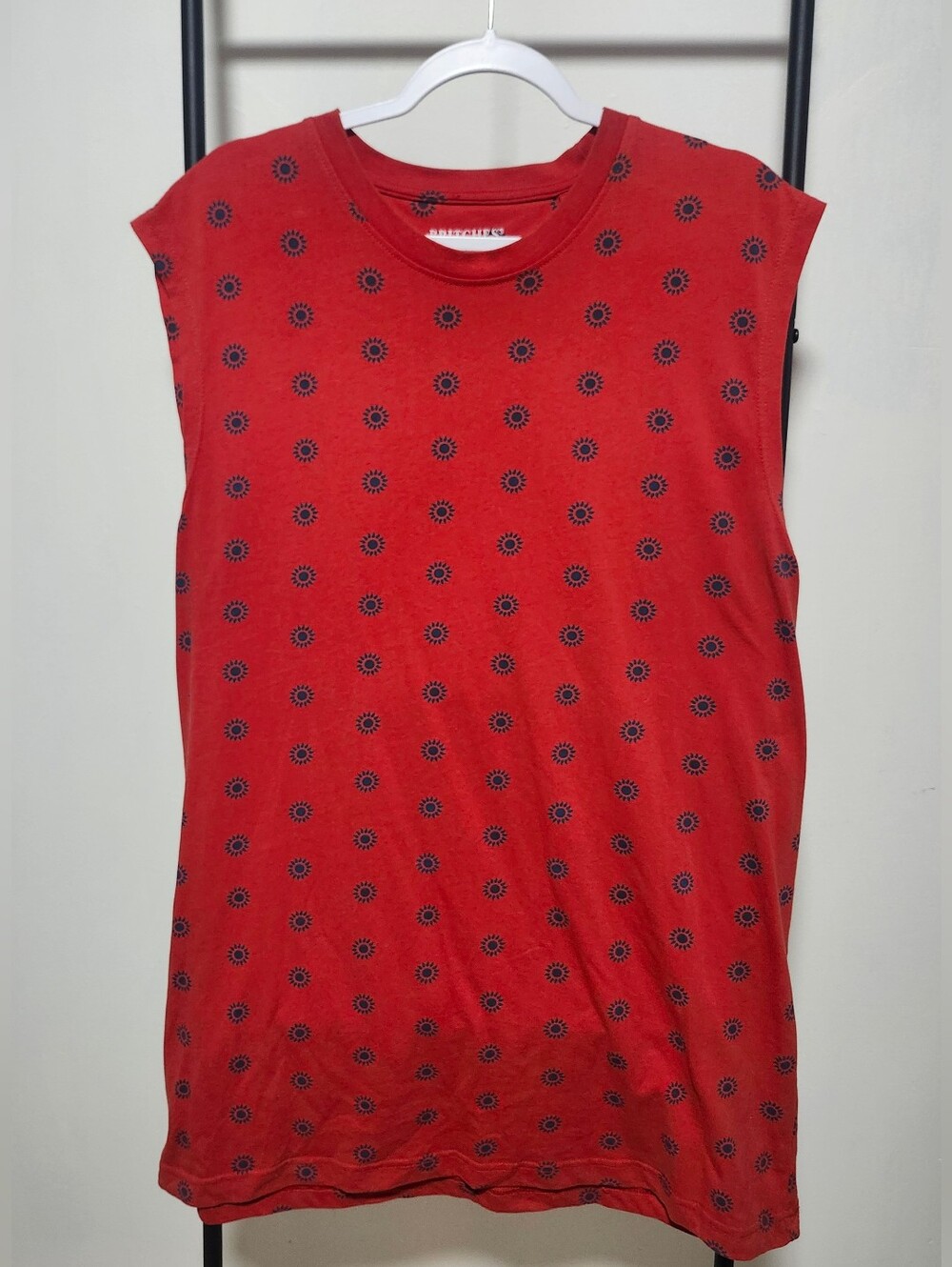 Men's Red Printed Sleeveless Tank Top